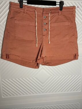Anthropologie Rusty Coral Button-Front Jean Shorts